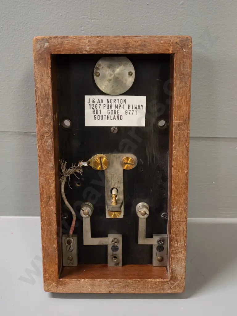 2 vintage Morse code keys - larger one has brass casing on wooden base, J & AA Norton Gore Southland label Image 1++