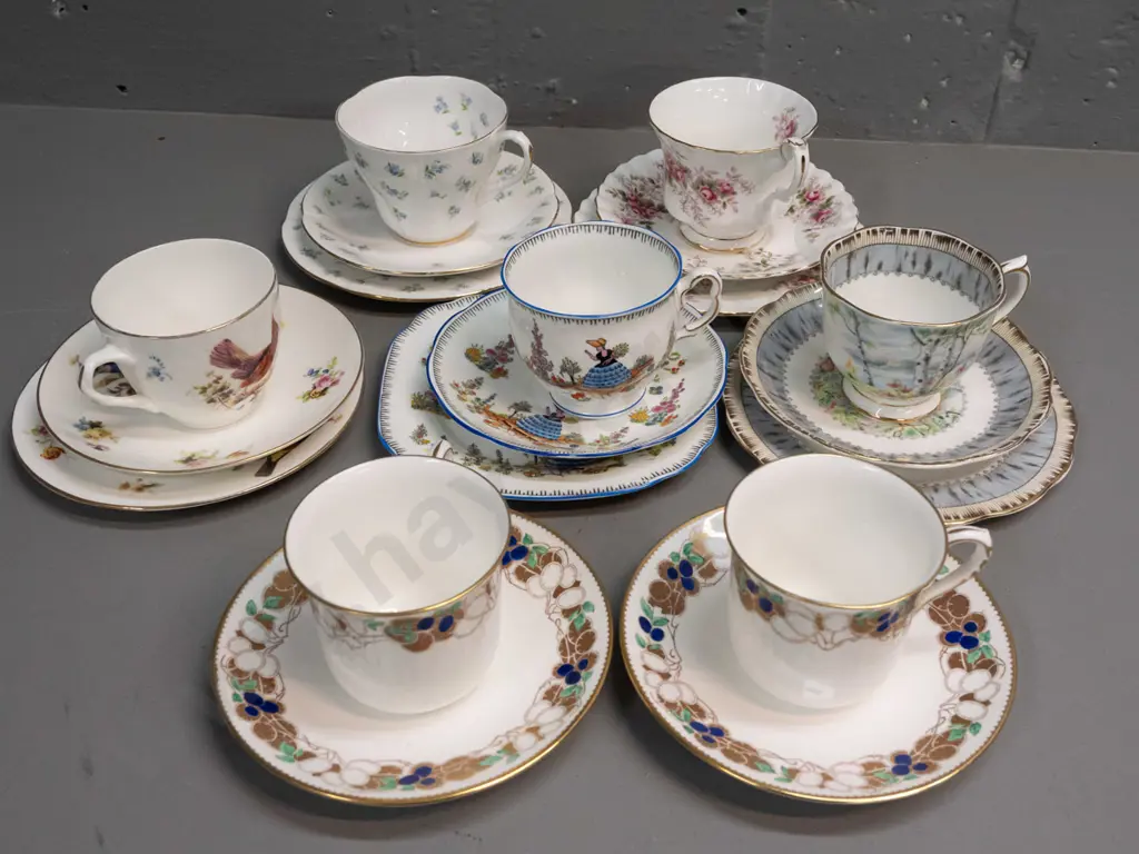 2 Shelley cups & saucers and 5 trios - Royal Albert and one Royal Doulton Image 1++