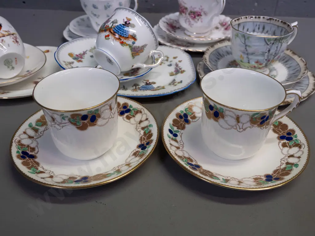 2 Shelley cups & saucers and 5 trios - Royal Albert and one Royal Doulton Image 1++