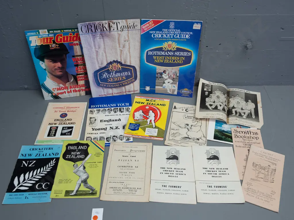 assorted New Zealand team cricket programs and booklets - 1950s thru 1990s - see photos for condition Image 1++