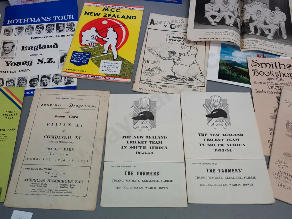 assorted New Zealand team cricket programs and booklets - 1950s thru 1990s - see photos for condition Image 1++