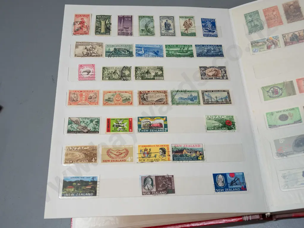 2 stamp albums with New Zealand contents - dates 1900 thru 1960s Image 1++