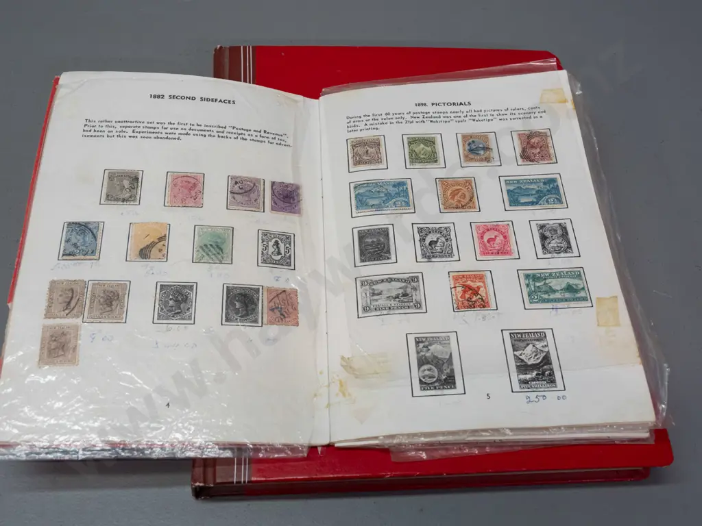 2 stamp albums with New Zealand contents - dates 1900 thru 1960s Image 1++