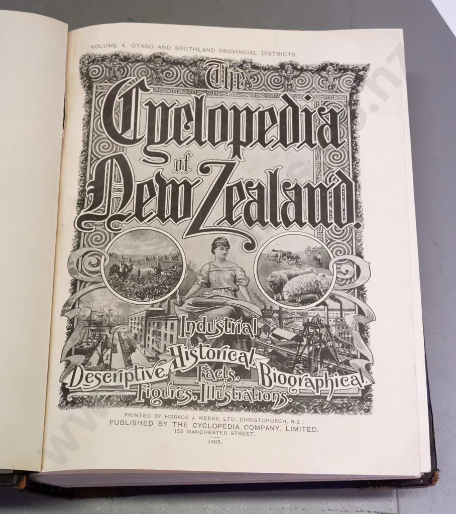 vintage book - Cyclopedia of New Zealand, Volume 4 - Otago and Southland, pub. 1905 - a little age wear, fading etc. Image 1++