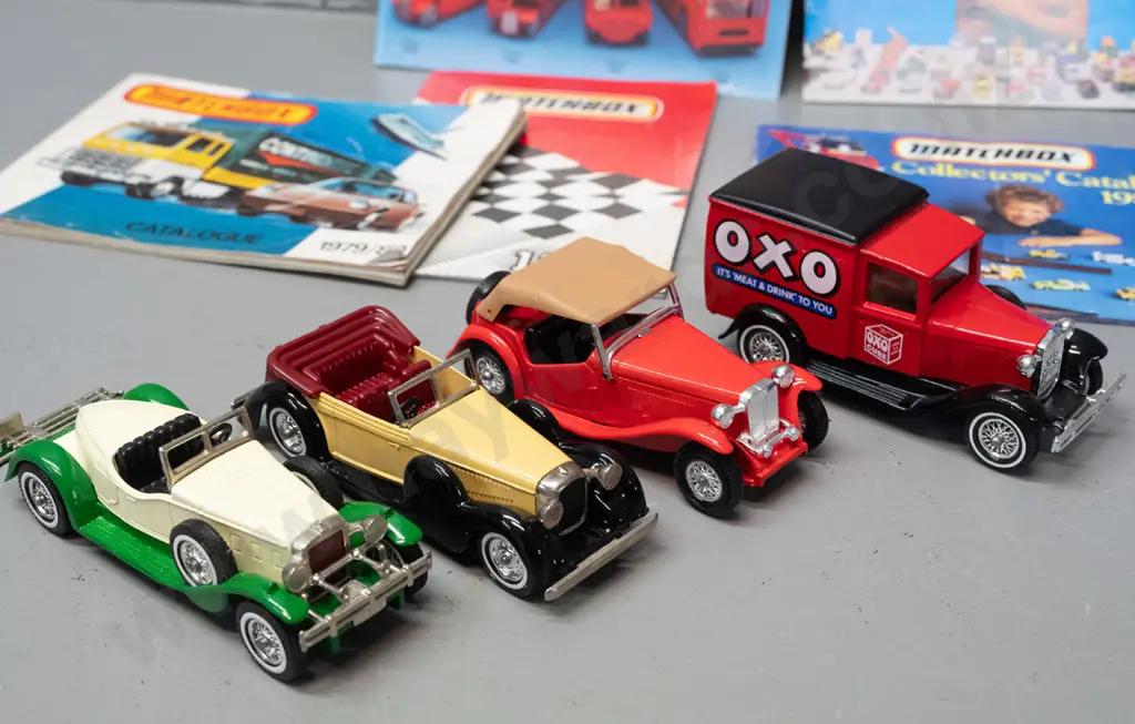 7 Matchbox Models of Yesteryear die-cast cars and 8 assorted Matchbox catalogues from 1979 thru 1988 Image 1++