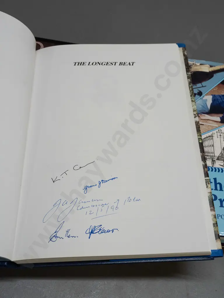 5 books on New Zealand police history, 2 signed by authors, 3 with book guard on covers and some wear and tape residue Image 1++