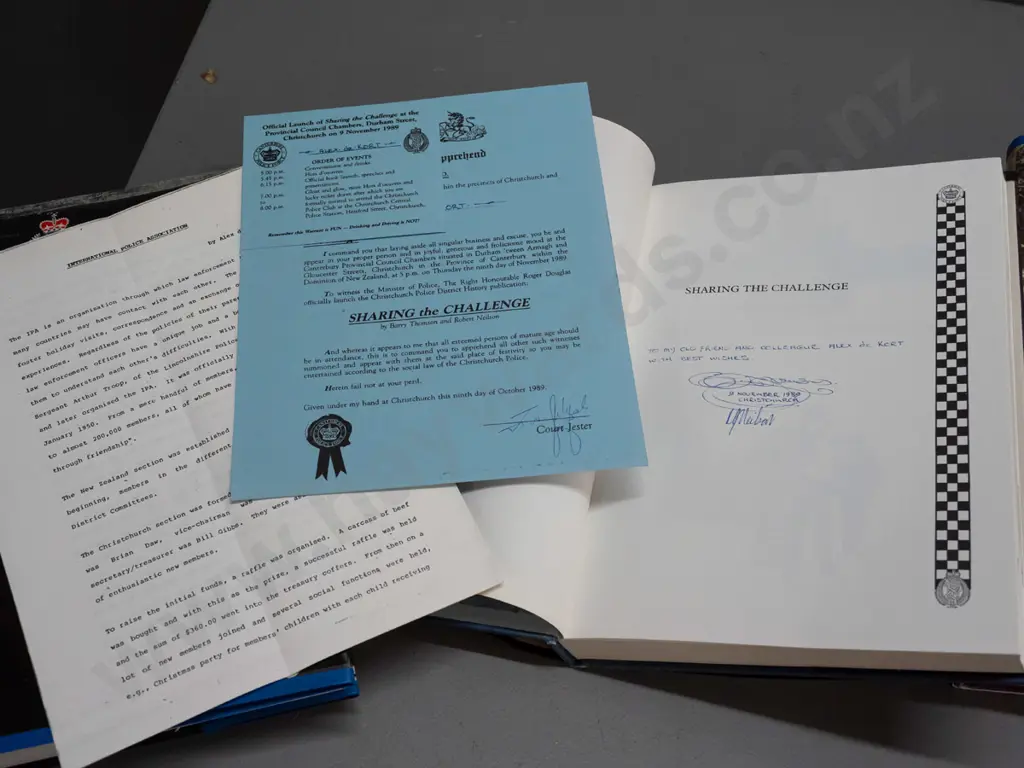 5 books on New Zealand police history, 2 signed by authors, 3 with book guard on covers and some wear and tape residue Image 1++