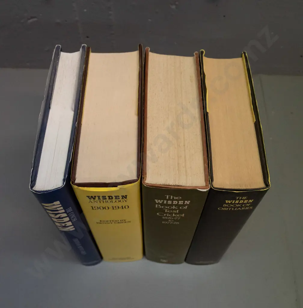 4 hard cover Wisden's cricket books - anthologies and obituaries - published 1979 thru 1988 - see photos for detail Image 1++