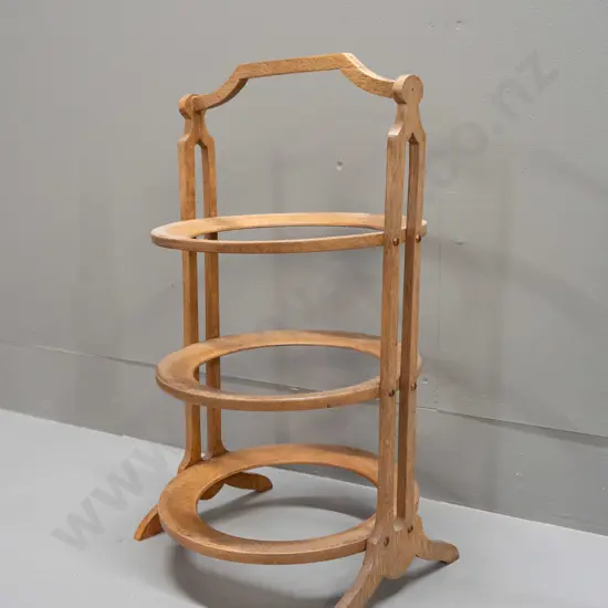 oak 3-tier plate stand - repair to top handle and some fading H-470 W-275