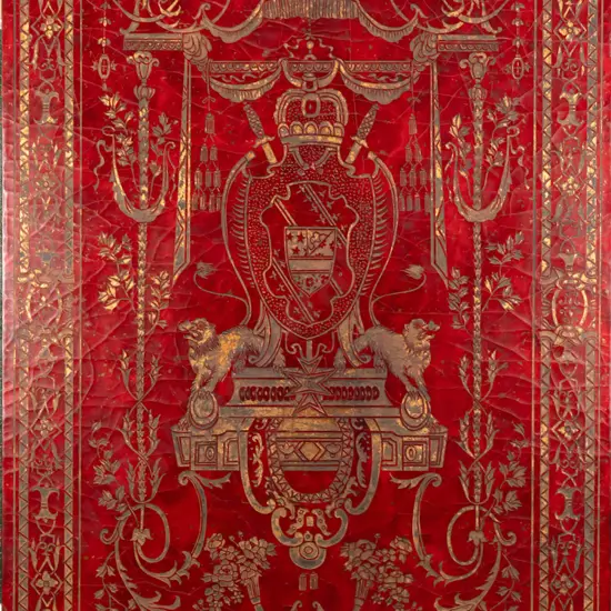 reproduction deep red and gold lacquer wood wall plaque H-1630 W-1020