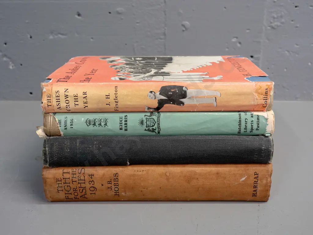 4 books on England and Australia Ashes cricket including 1934 Jack Hobbs - age wear, etc - see photos for condition Image 1++