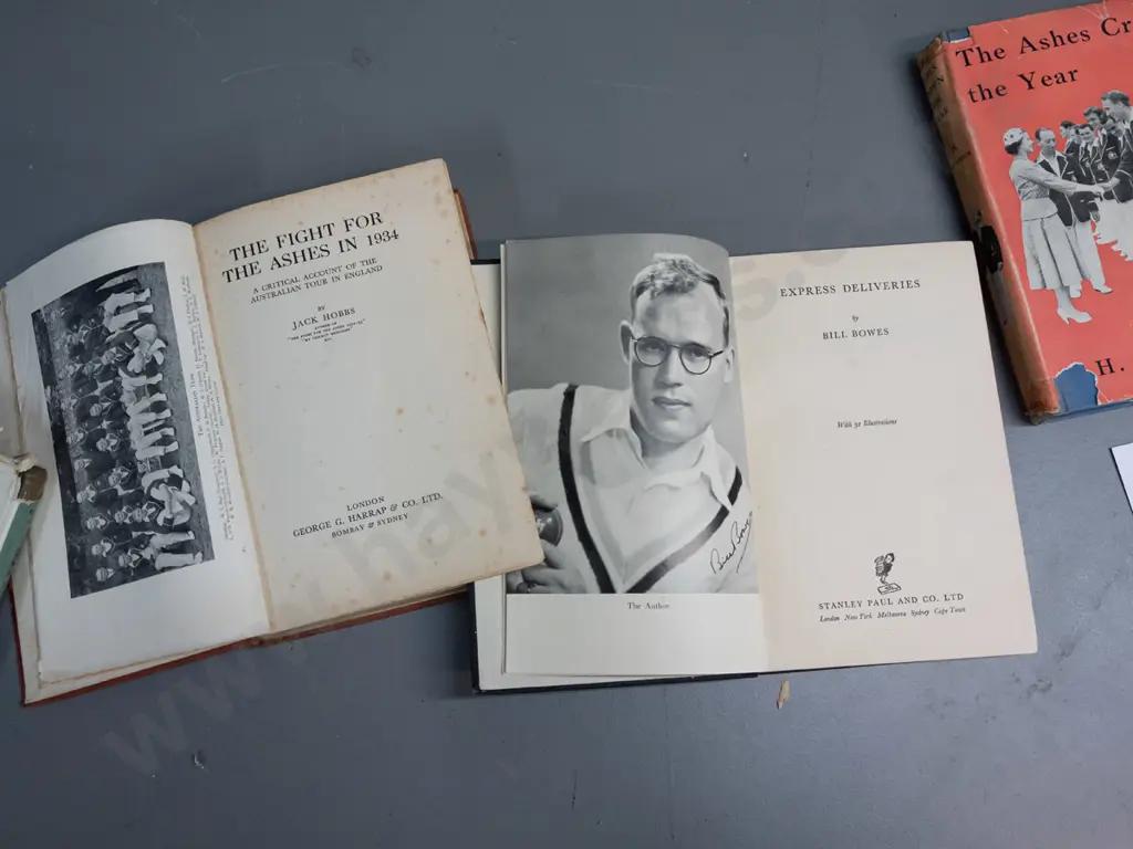 4 books on England and Australia Ashes cricket including 1934 Jack Hobbs - age wear, etc - see photos for condition Image 1++