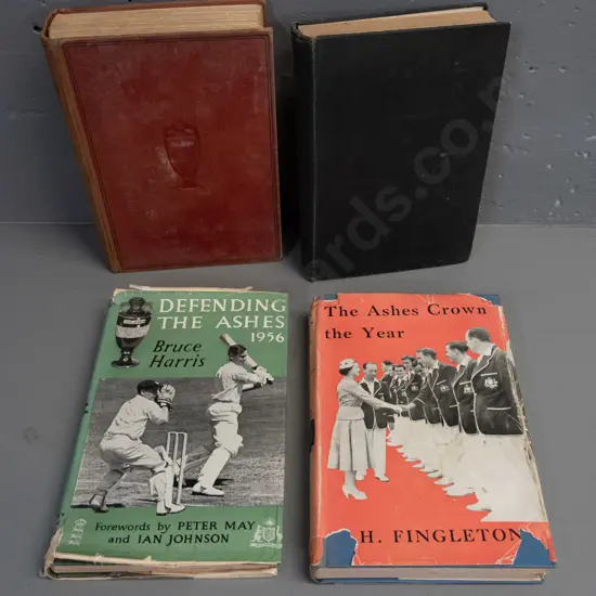 4 books on England and Australia Ashes cricket including 1934 Jack Hobbs - age wear, etc - see photos for condition