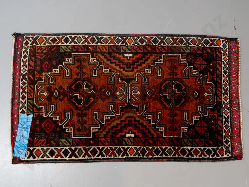 Turkish or Persian style hand knotted wool small floor rug or prayer mat L-750 W-430 Image 1++