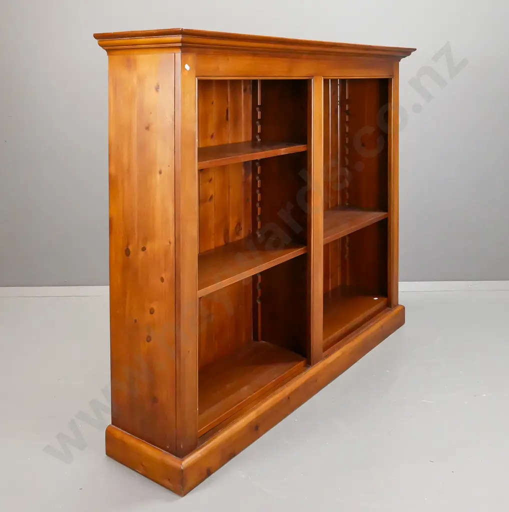 colonial style mixed timber bookcase with 6 adjustable shelves but only supports for 3, others missing - stain and a few Image 1++