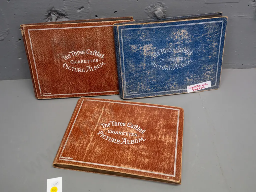 3x "The Three Castles" cigarette collector card albums with contents. Image 1++