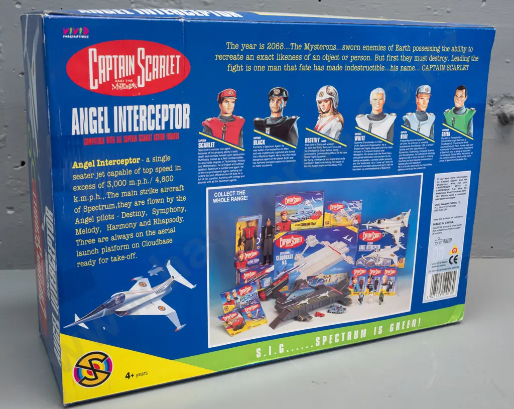 Captain Scarlett toys in original packaging - large boxed electronic Angel Interceptor and 2 carded sets of 2 die-cast Image 1++
