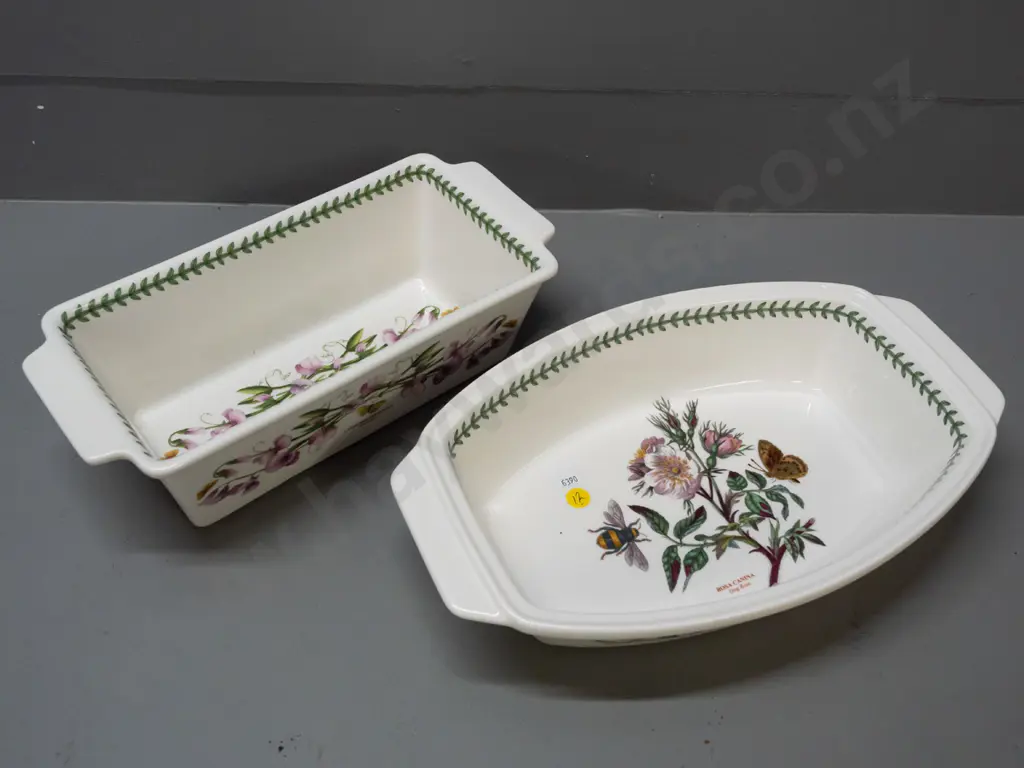 Portmeirion Botanic Garden items - 2 baking dishes, oval ended one L-350 Image 1++