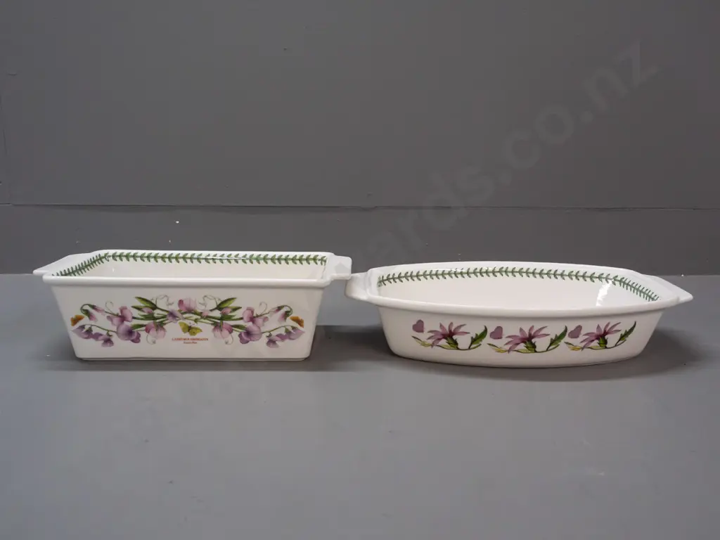 Portmeirion Botanic Garden items - 2 baking dishes, oval ended one L-350 Image 1++