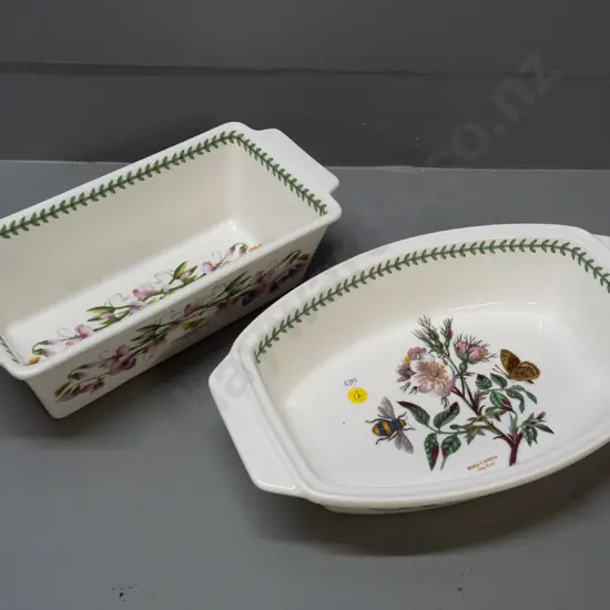 Portmeirion Botanic Garden items - 2 baking dishes, oval ended one L-350