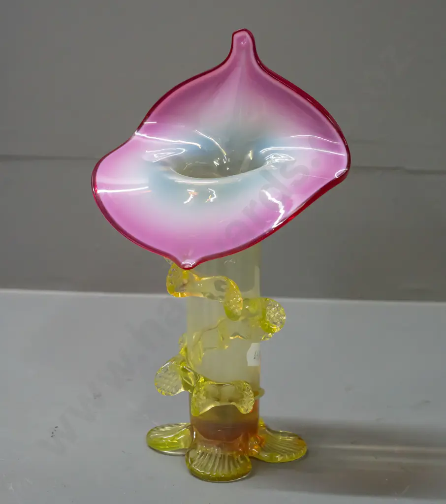 uranium and cranberry vaseline glass jack in the pulpit vase H-200 W-120 at top Image 1++