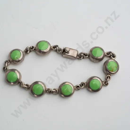 sterling silver and green stone bracelet
