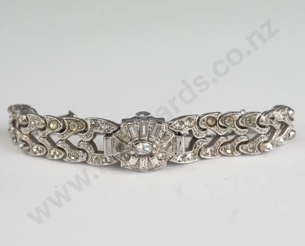 marcasite watch with cover & safety chain Image 1++