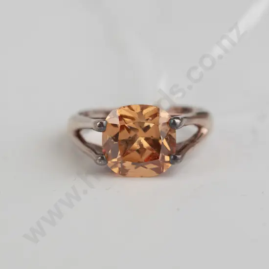 sterling silver orange stone ring size N.5