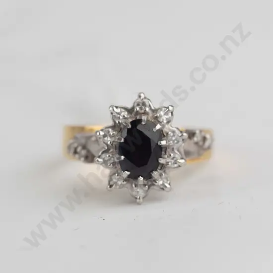 18ct sapphire & diamond ring 4.7 gms size N.5