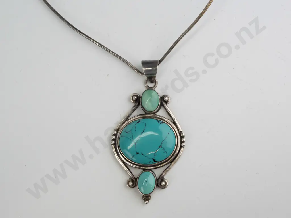 sterling silver turquoise wire necklace Image 1++