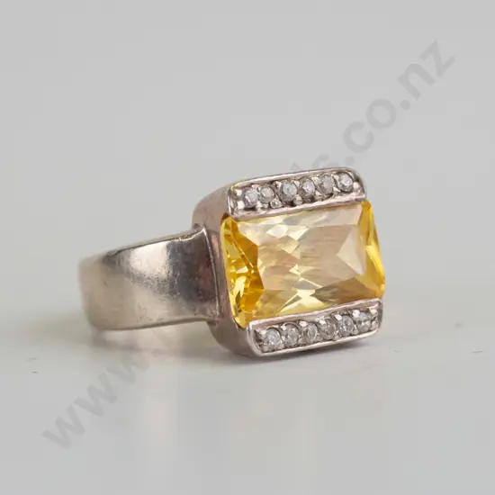 cz and citrine? sterling silver ring - size O