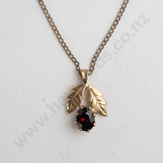garnet pendant and chain - no mark