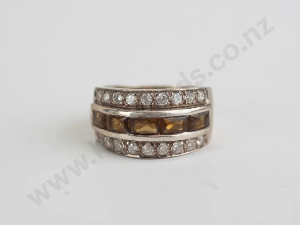 cz and topaz? sterling silver ring - size P.5 Image 1++