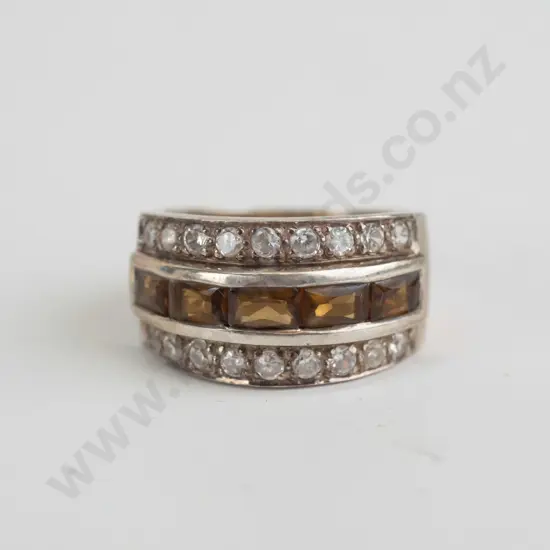 cz and topaz? sterling silver ring - size P.5