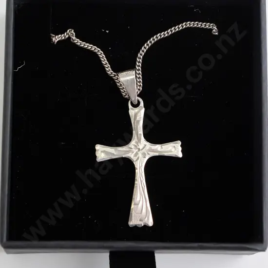 silver cross necklace stamped 925