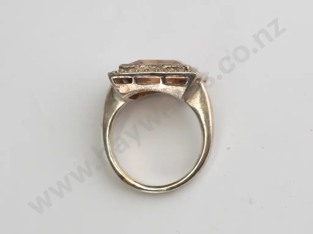 brown topaz and cz sterling silver ring - size O.5 Image 1++