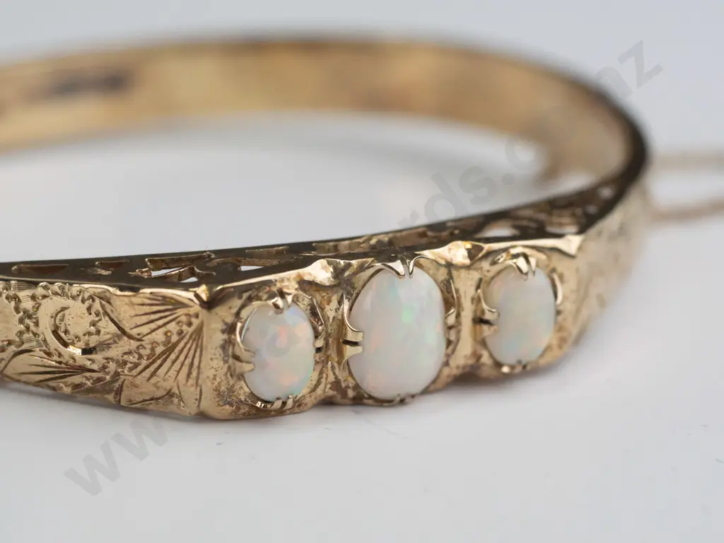 opal sterling silver gold plated bangle Image 1++