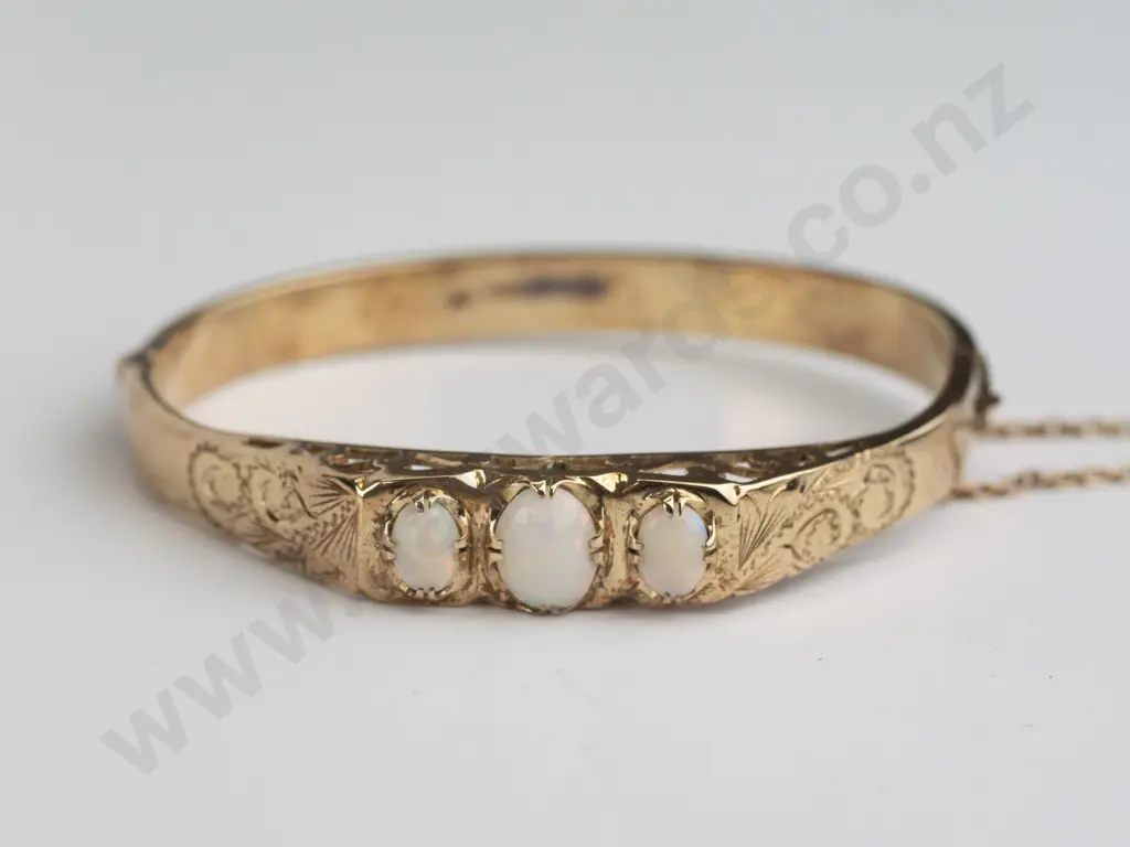 opal sterling silver gold plated bangle Image 1++