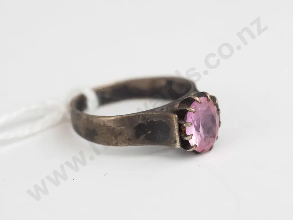 sterling silver pink stone ring size L Image 1++