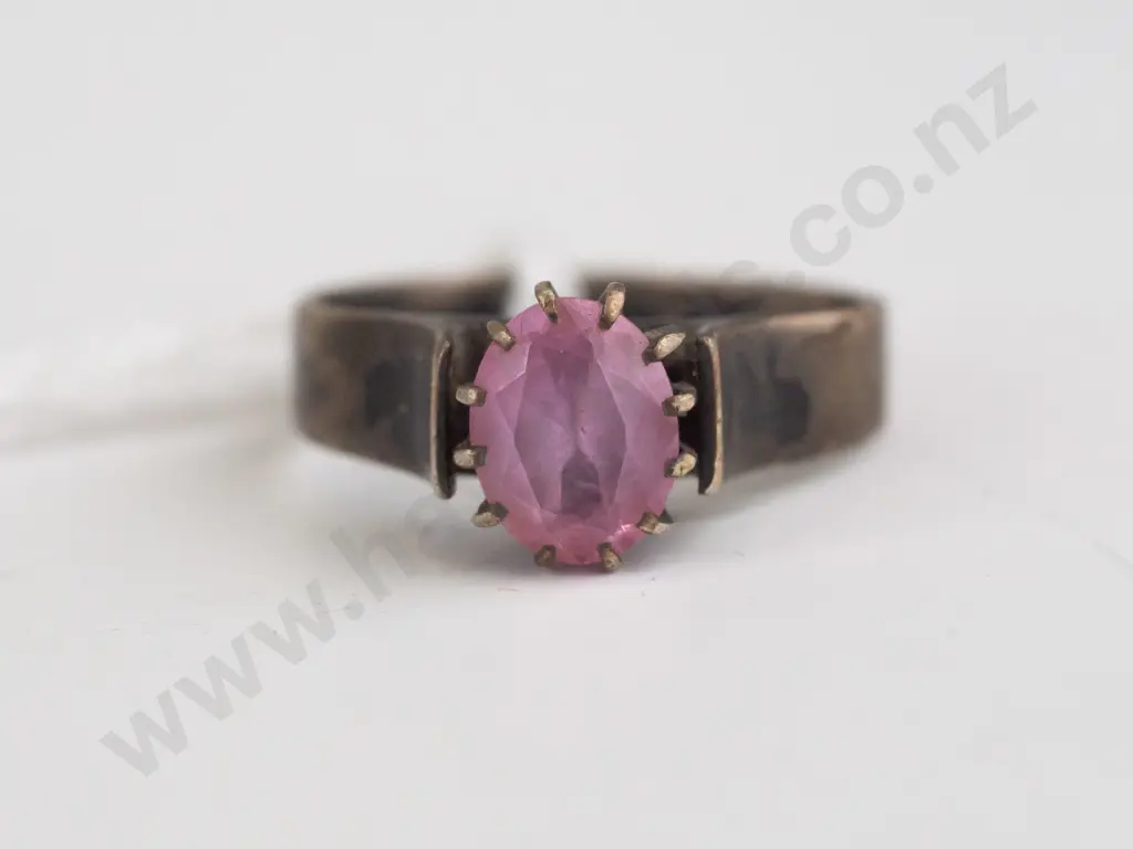 sterling silver pink stone ring size L Image 1++