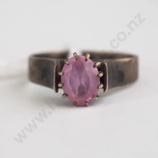 sterling silver pink stone ring size L