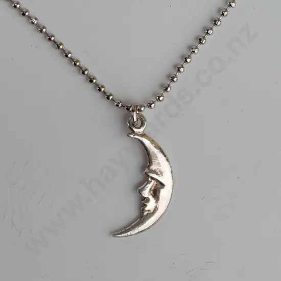 silver 1/4 moon necklace stamped 925