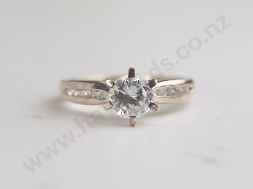 cz sterling silver ring - size O.5 Image 1++