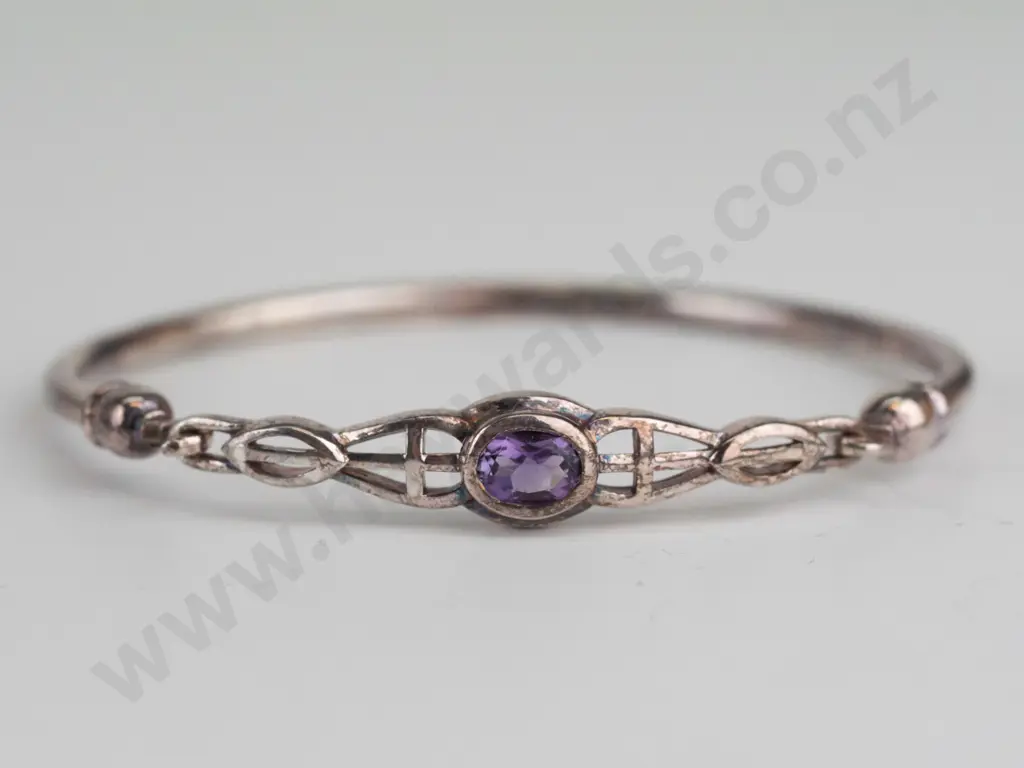 silver amethyst bracelet - no mark Image 1++