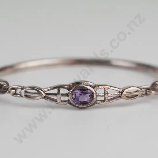 silver amethyst bracelet - no mark