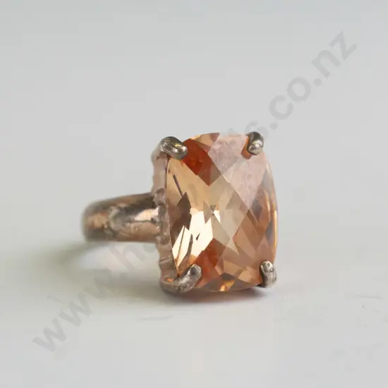 light brown topaz sterling silver ring - size L