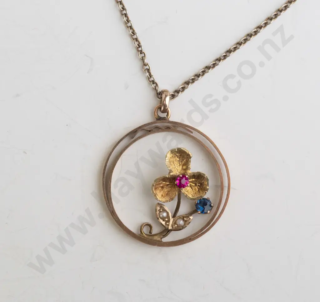 flower pendant with 14ct rolled gold catch no mark on pendant Image 1++