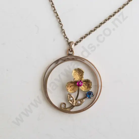 flower pendant with 14ct rolled gold catch no mark on pendant