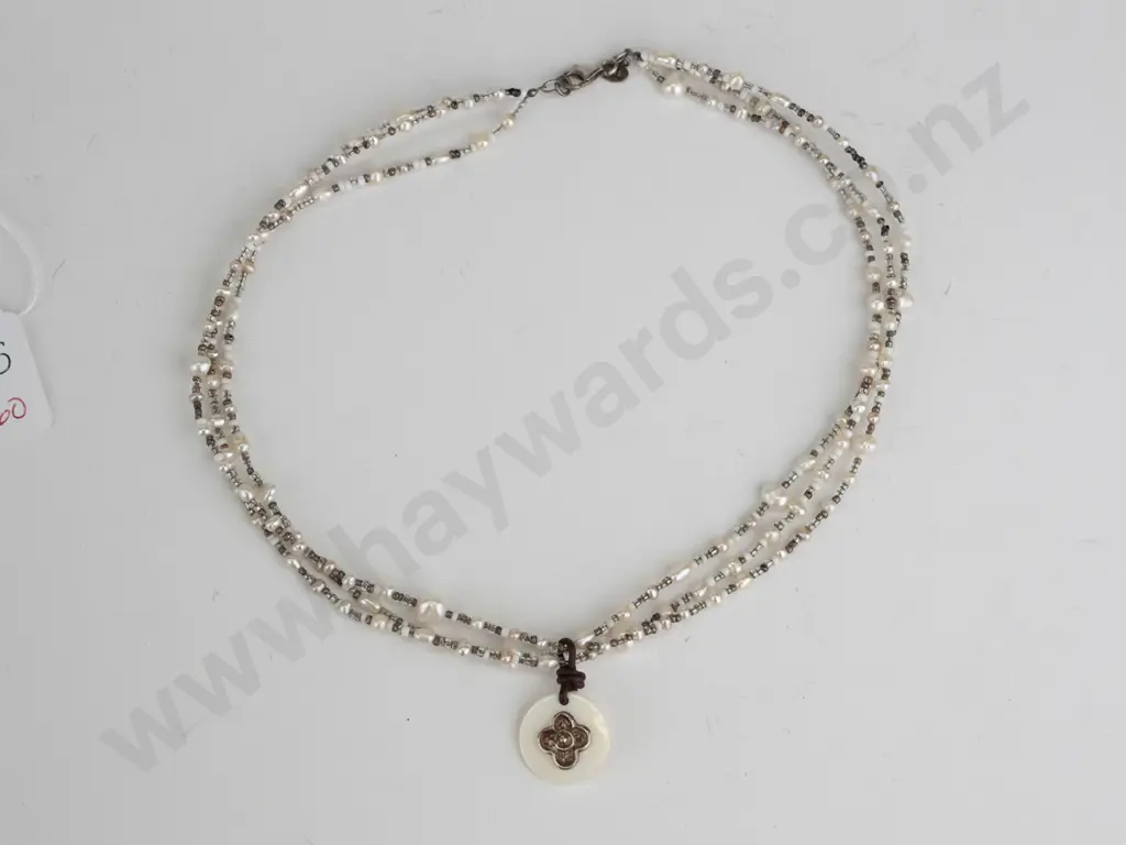 sterling silver, baroque pearl & glass bead necklace Image 1++