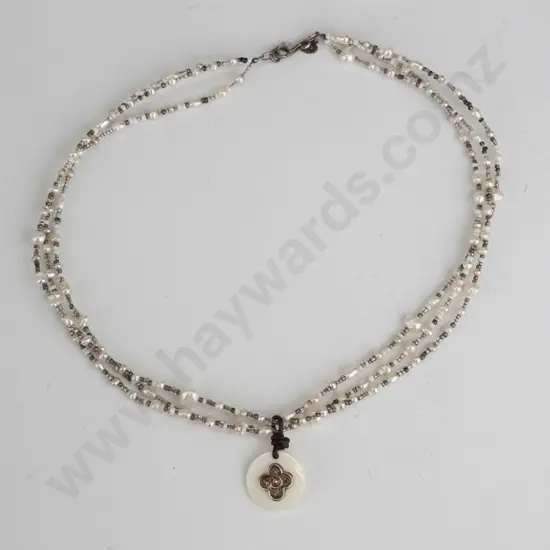 sterling silver, baroque pearl & glass bead necklace